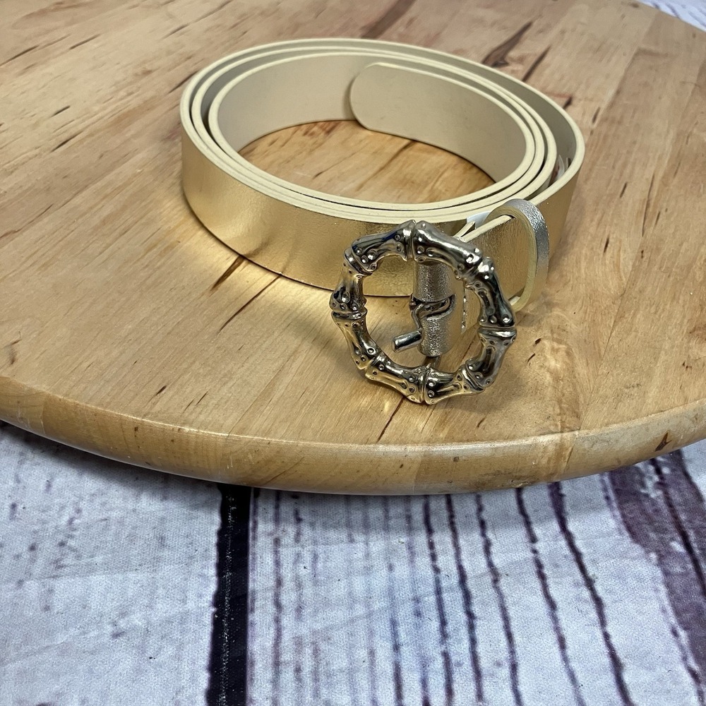 Talbots NWT Leather Belt Gold Made In Italy Bamboo Buckle Womens‎ Size L